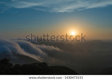 Malibu Santa Monica Mountains Sunset Misty Covered, California

