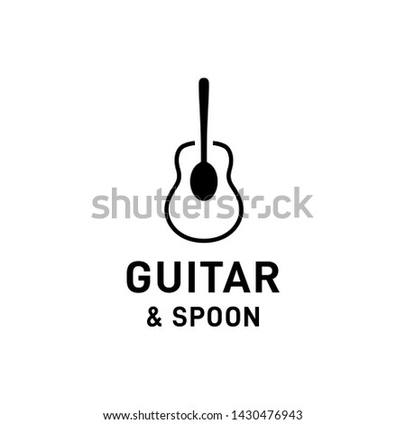 Guitar and spoon music food logo design
