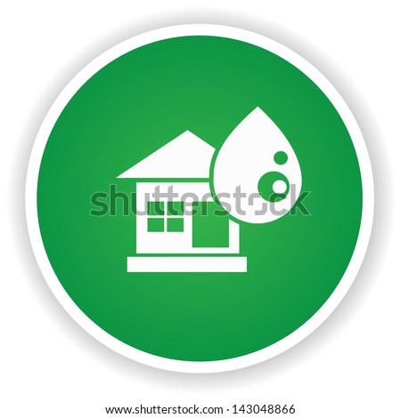 Ecology house symbol on green button,vector