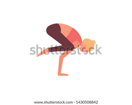 Yoga bakasana crane pose. Flat style illustration