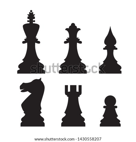 Sets of silhouette Chess icon in isolated background