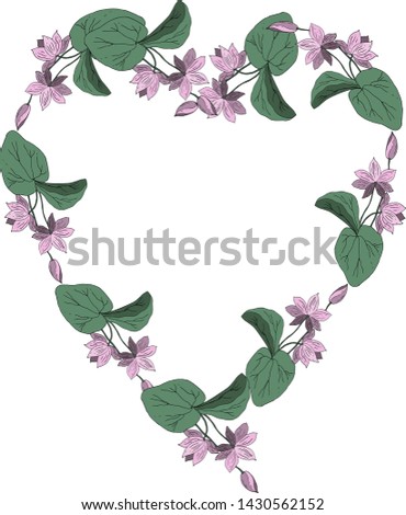 Greeting card with lotus heart. Vector illustration.