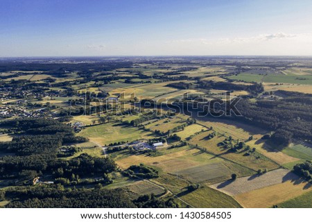 aerial photography of agricultural fields, european landscape. 