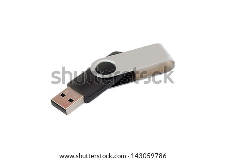 USB Stick with aluminium cover on white background