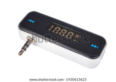 portable digital fm transmitter isolated on white background Royalty-Free Stock Photo #1430613623