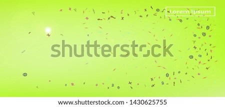 Clear space and signs confetti. Creative colorific illustration. Background wallpaper. A Ultra Wide themed background illustration. Colorful recent abstraction. Lime main theme.