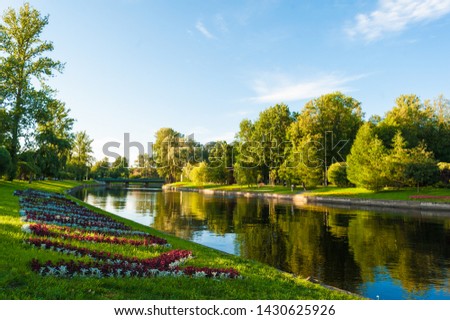 The morning view of Izhora river from Admiralteysky bridge - Kolpino, Saint-Petersburg, Russia