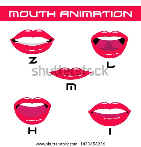 Mouth animation. Sounds illustration. Vector