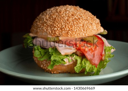 ham burger and fresh vegetables