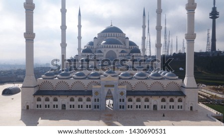 Aerial view of Big Camlica Mosque (Buyuk Camlica Camii) in Istanbul, Turkey