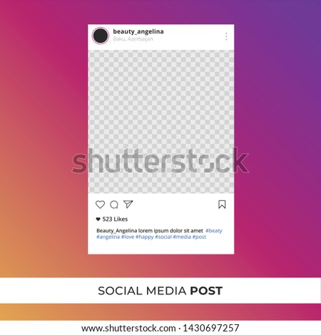 Instagram post template vector illustration. Perfect social media post frame illustration. Instagram gradient.Premium quality.  Royalty-Free Stock Photo #1430697257