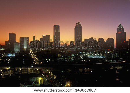 Atlanta at night in Georgia, USA