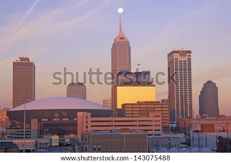 Downtown Indianapolis at Sunrise, Indianapolis, Indiana