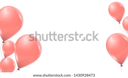 Vector pink balloons isolated on white background. Flying latex 3d ballons. 