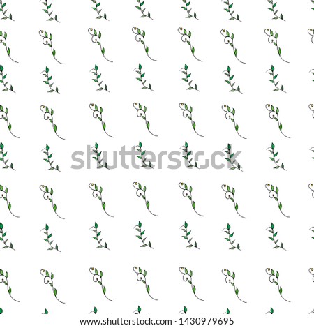 Background black hand draw vector. Vector seamless pattern for spring mood of green branches and flowers.