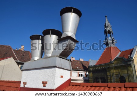 Roofs with chimney in Budapest