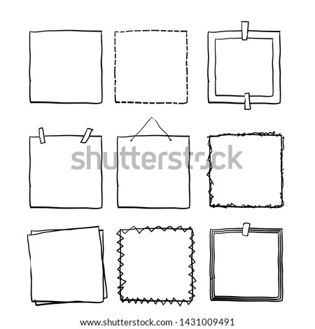 handdrawn square doodle frame collection vector Royalty-Free Stock Photo #1431009491