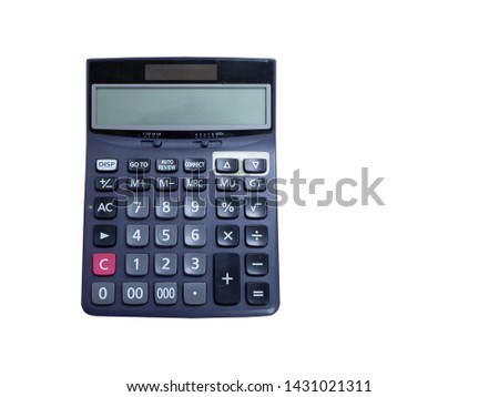 Calculator of office stationery isolated on white background with clipping path