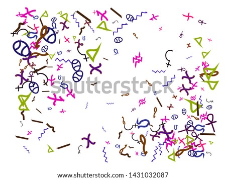 Confetti new background colour. The good confetti background illustrations design. Hand drawn Egypt signs galaxy.