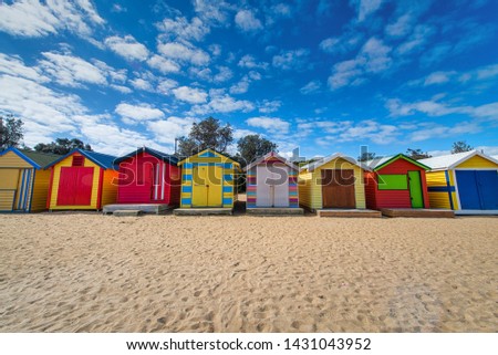 Brighton Beach - Colorfoul Bathing Boxes - Melbourne Royalty-Free Stock Photo #1431043952