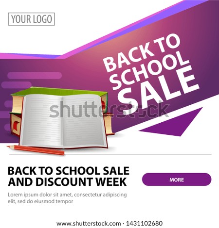 Back to school sale, modern stylish square web banner for advertising and promotion of your business with school textbooks and notebook