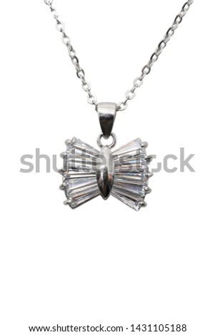 Silver necklace with diamond. Platinum chain with gem. Luxury brilliant jewelry pendant or coulomb on transparent background isolated vector illustration for ads, flyers, wed site sale elements design