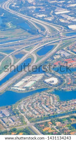 Aerial view of a highway in Fort Lauderdale. Southern Florida, USA