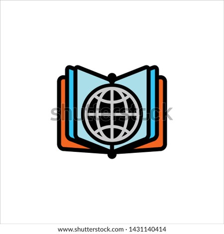 Education vector logo template open book with human and globe. Education logo open book. School, university, academic and college concept symbol