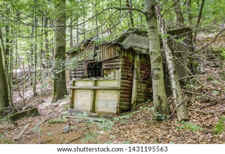 Mountain hut in the woods in very bad condition.