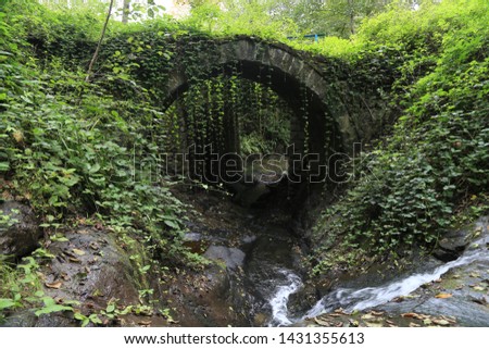 arch bridge made at the base of a small river. Turkey Trabzon