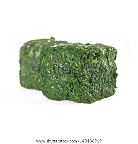  frozen spinach isolated on a white background