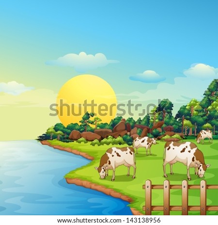 Illustration of the cows at the farm