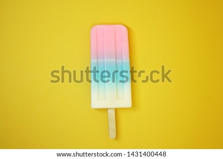 Object - Soap with Colorful ice cream shape with Yellow pastel color background