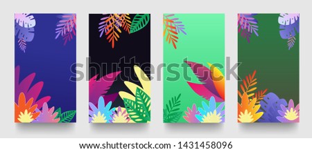 social media stories wallpapers with leaves and plants, can be used for, landing page, template, ui, web, mobile app, poster, banner, flyer, background