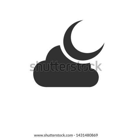 Moon, clouds icon. Sleep dreams symbol. Night or bed time sign. Flat sign on white background. Vector