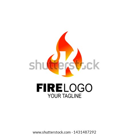 initial Letter K fire logo design. fire company logos, oil companies, mining companies, fire logos, marketing, corporate business logos. icon. vector