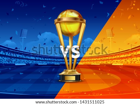illustration of Realistic Golden Cup Trophy for Cricket sport tournament game Royalty-Free Stock Photo #1431511025