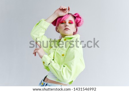 woman with pink hair makeup hairstyle