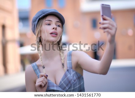 Woman Making Selfie Photo On Smartphone 