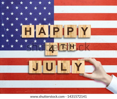 Independence Day United States of America background. The inscription on the background of the US flag. Festive background. Background.