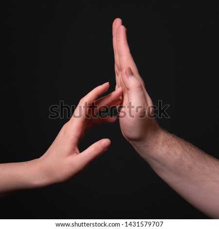 The feelings shown by hands on a black background