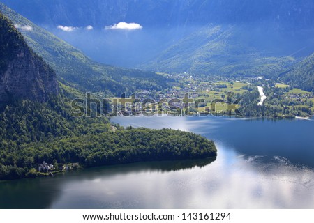 Hallstatt, the most beautiful lake town in the world, Austria. Royalty-Free Stock Photo #143161294