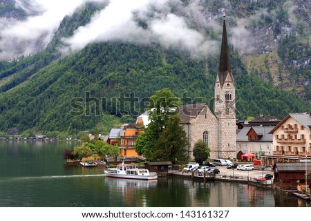 Hallstatt, the most beautiful lake town in the world, Austria. Royalty-Free Stock Photo #143161327