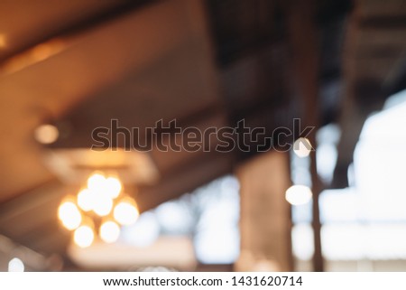 Blur background, Vintage lamp pictures in restaurants Shining
