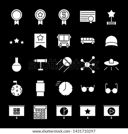 school equipment icon set education with black and white colour 