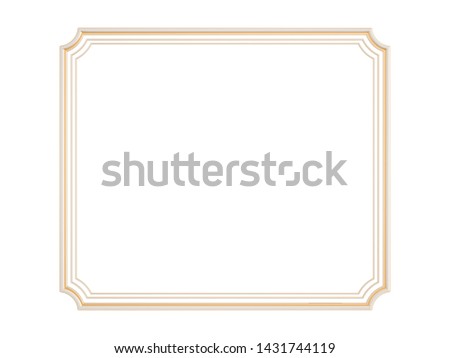White ornament with gold patina on a white background. Isolated. 3D illustration