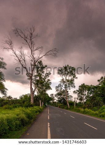 Indian State Highway at the time of Monsoon season.