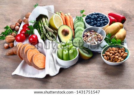 Best High Alkaline Foods.  Vegan, alkaline diet concept Royalty-Free Stock Photo #1431751547
