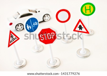 German traffic signs and car model