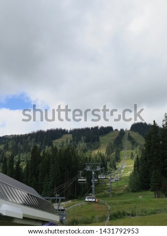 the Sunburst Express Chairlift in the ski area of Sun Peaks, British Columbia, Canada, August